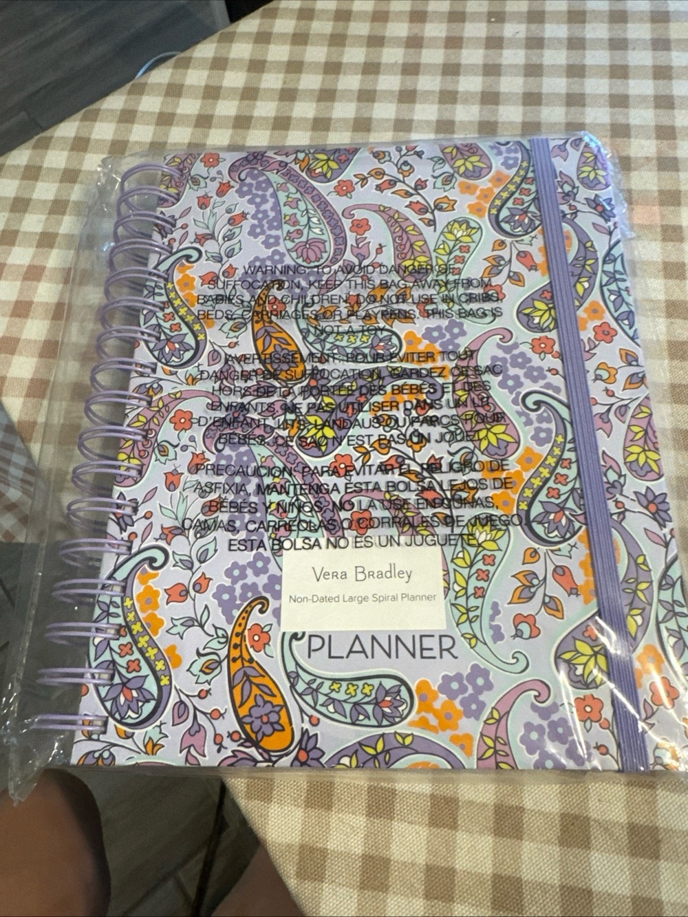 Vera Bradley Non-Dated Large Spiral Planner - Lavender Paisley